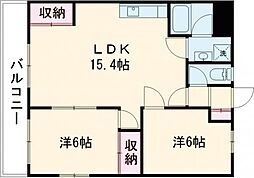 エステート平成 5階2LDKの間取り