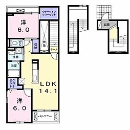 シャトレーナ 3階2LDKの間取り