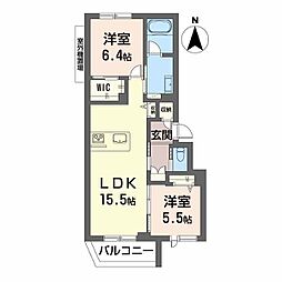 シャーメゾン　サン　ファルカス 1階2LDKの間取り