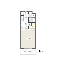 アイポート東棟 3階1Kの間取り