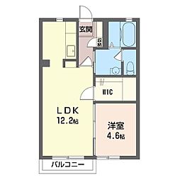 東武小泉線 西小泉駅 徒歩30分の賃貸アパート 2階1LDKの間取り