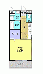 ユーミー田中町 4階1Kの間取り
