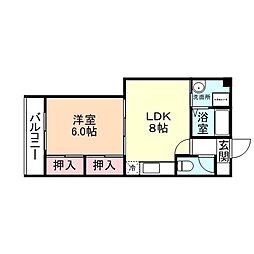 サンフローラ東町 3階1LDKの間取り