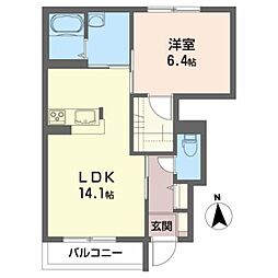 ミューローズ長橋Ａ 1階1LDKの間取り