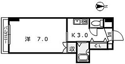 アサヒコート 1階1Kの間取り
