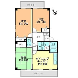 レジデンス馬木 3階3DKの間取り