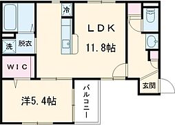Cocon翠 1階1LDKの間取り