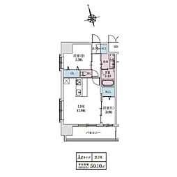 JR東海道・山陽本線 東淀川駅 徒歩4分の賃貸マンション 8階2LDKの間取り
