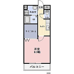 コンフォート26 1階1Kの間取り
