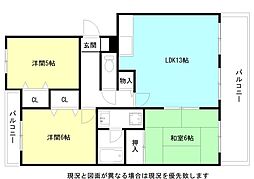 前原シティビル 3階3LDKの間取り