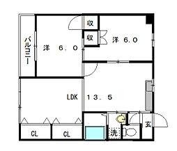 マンションベスタ 4階2LDKの間取り