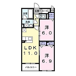セレーシア北小岩 2階2LDKの間取り