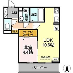 ＴＨＲＥＥ 205 2階1LDKの間取り