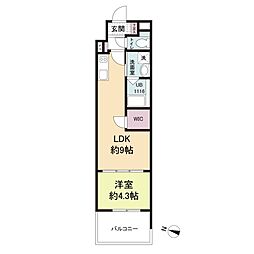 アーバイン比治山（旧：ヴィラ博丈比治山） 902 9階1LDKの間取り