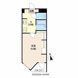 アプリーレ京町 4階1Kの間取り