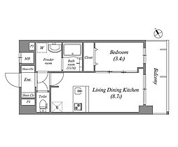 アドバンス名古屋シュテルン 14階1LDKの間取り