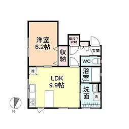 ナチュラルヴィレッジ町村IIＣ 1階1LDKの間取り