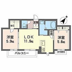 ベレオ　リラフォートII 3階2LDKの間取り