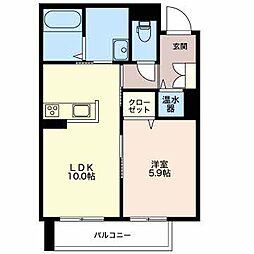 ソサイティー鵯島 1階1LDKの間取り