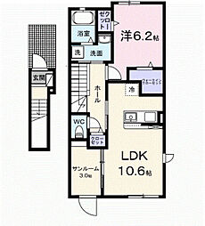 メゾンヒカリ 2階1LDKの間取り