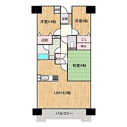 エンゼルハイム東福山壱番館 6階3LDKの間取り