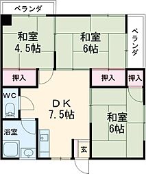 パークサイド 3階3DKの間取り