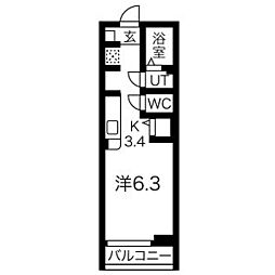 RS Residence 2階ワンルームの間取り