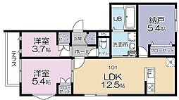 Ｅｓｔ　Ｆｅｌｉｃｉｔａ　押上 101 1階2SLDKの間取り