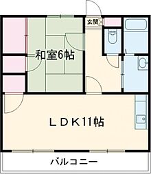山本マンション 3階1LDKの間取り