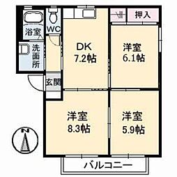 PrimeEast 3DKの間取図画像