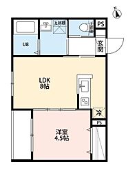 大和市渋谷2丁目アパート 1LDKの間取図画像
