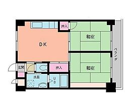 グランベール別府 5階2DKの間取り