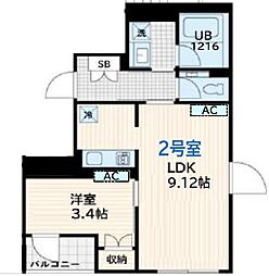 Skuld墨田緑 4階ワンルームの間取り