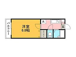 熊本電気鉄道 黒髪町駅 徒歩12分の賃貸アパート 1階1Kの間取り