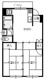 タカスカビル 3階2DKの間取り