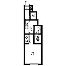 Mid Fair(ミッドフェア) 102 1階1Kの間取り