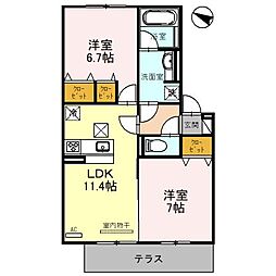 D-ROOM YOU 1階2LDKの間取り