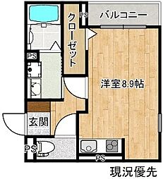 アメリ 1階ワンルームの間取り