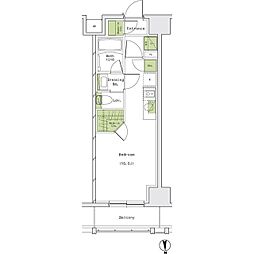 ザ・パークハビオ名古屋松原 8階ワンルームの間取り