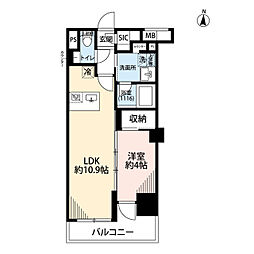 プレール・ドゥーク亀戸VI 11階1LDKの間取り