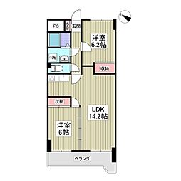 東武東上線 坂戸駅 徒歩10分の賃貸マンション 1階2LDKの間取り