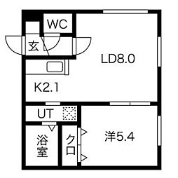 Terrace Momiji(テラスモミジ) 4階1LDKの間取り