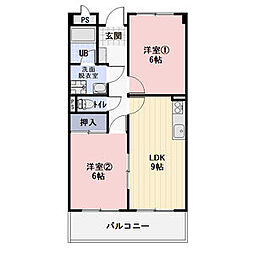 Limpiaメゾンタナカ 3階2LDKの間取り
