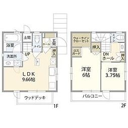 西武新宿線 久米川駅 徒歩14分の賃貸一戸建て 1階2LDKの間取り