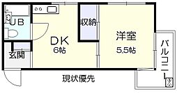 グリーンハイツ堂形 2階1DKの間取り