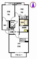 エマーブルＥＺＵ 2階2LDKの間取り