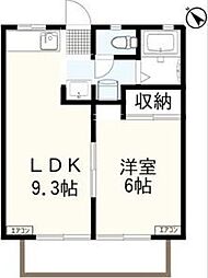 パナハイツ　T&K 2階1LDKの間取り