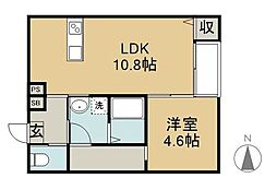 （仮称）大工町アパート　Ａ棟 1階1LDKの間取り