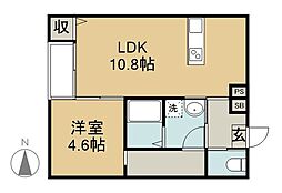 （仮称）大工町アパート　Ｃ棟 1階1LDKの間取り