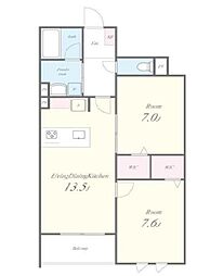 Ｓｔａｄｔ　Ｎｅｒｉｍａ−ｋａｓｕｇａｃｈｏ（シュタット練馬 2階2LDKの間取り